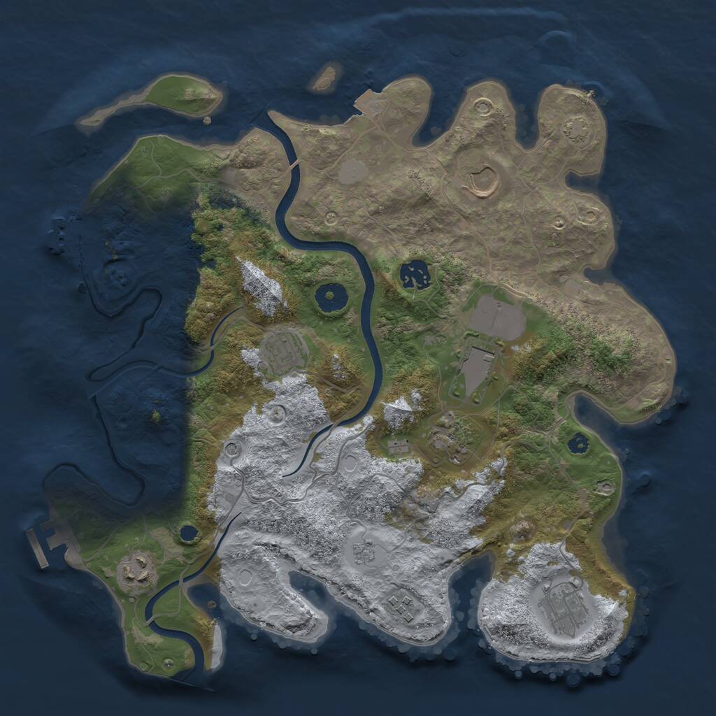 Rust Map: Procedural Map, Size: 3500, Seed: 1234124, 14 Monuments