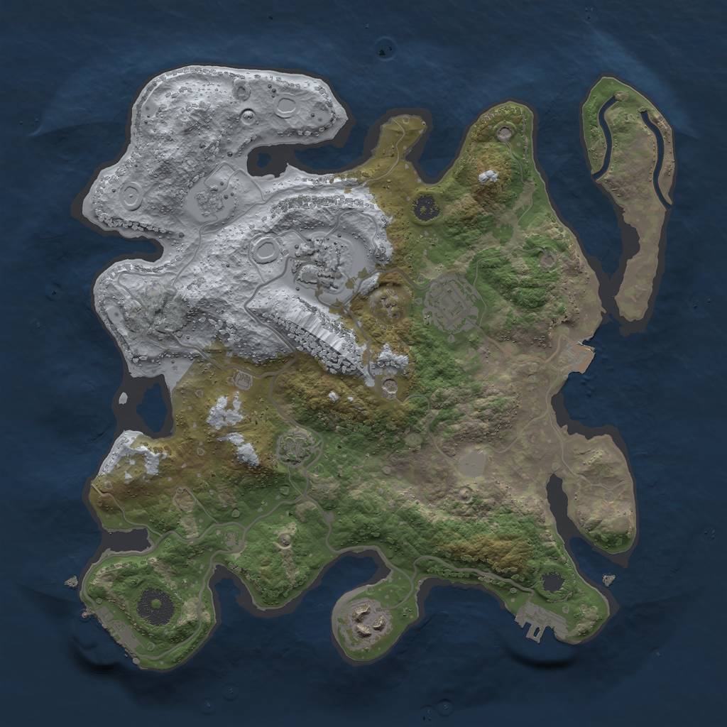 Rust Map: Procedural Map, Size: 3000, Seed: 212312312, 11 Monuments