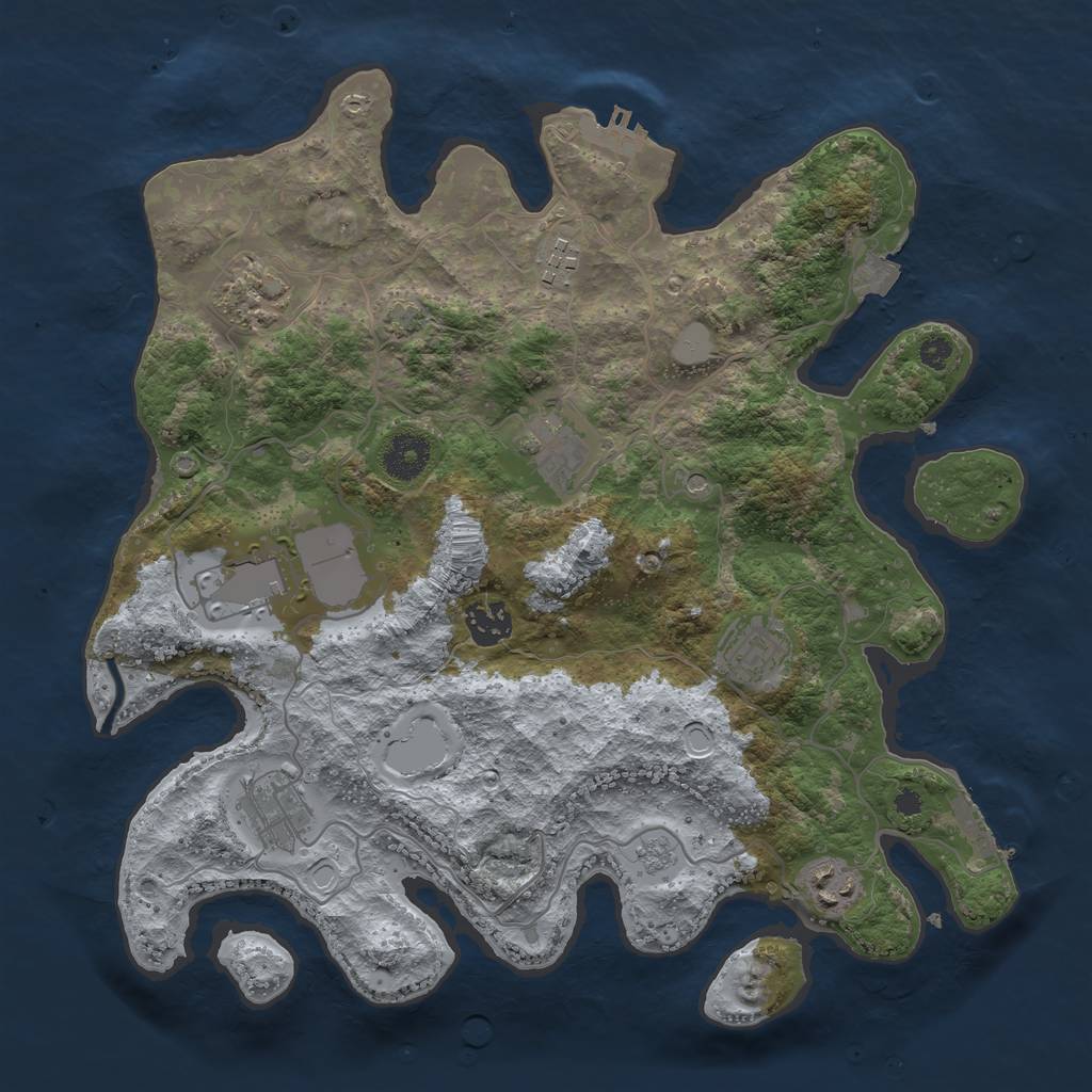 Rust Map: Procedural Map, Size: 3500, Seed: 14256, 16 Monuments