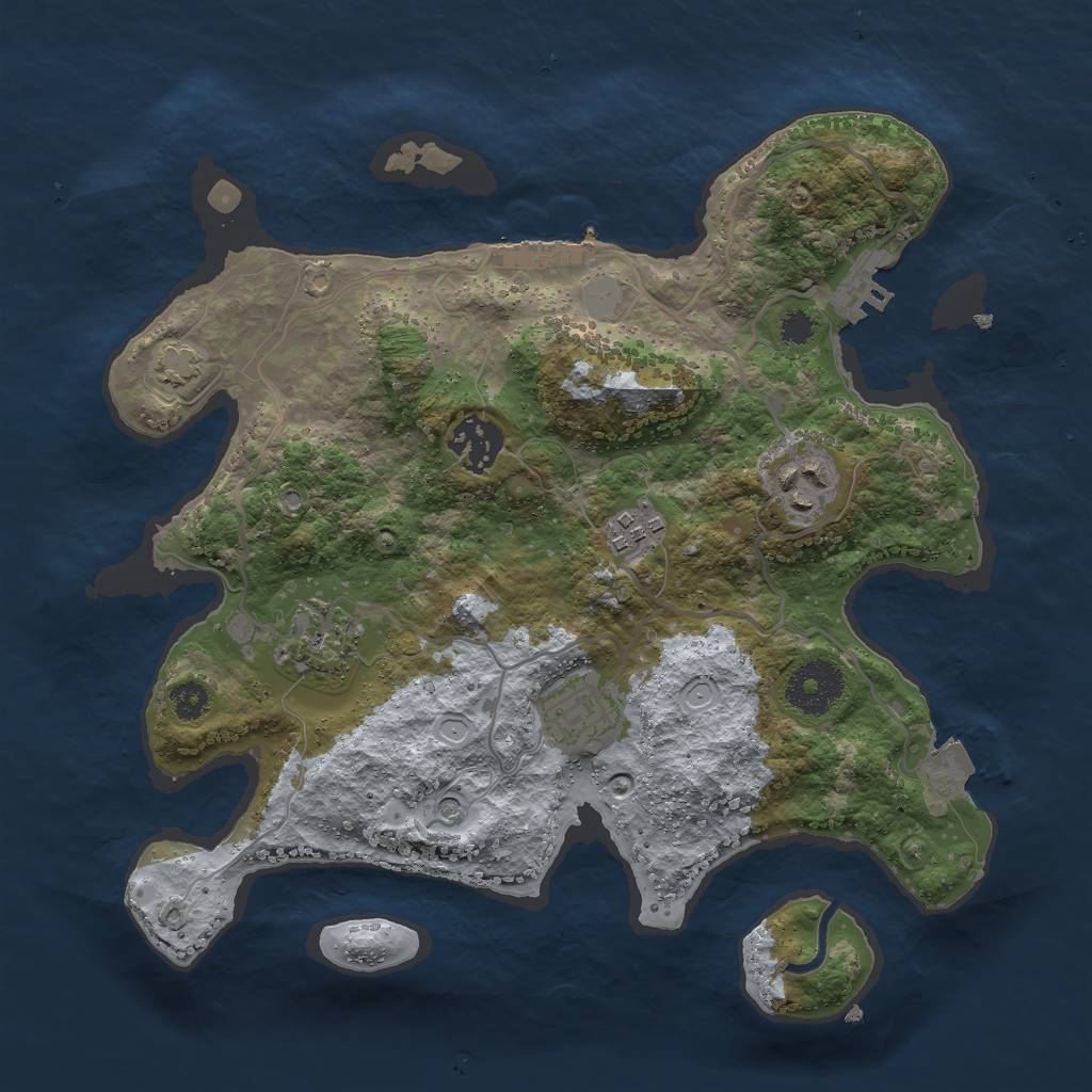 Rust Map: Procedural Map, Size: 3000, Seed: 1415843311, 12 Monuments