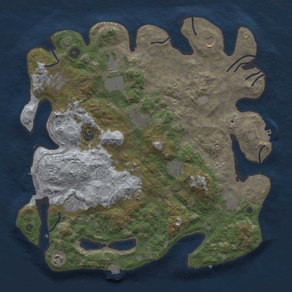 Rust Map: Procedural Map, Size: 4000, Seed: 104816564, 18 Monuments