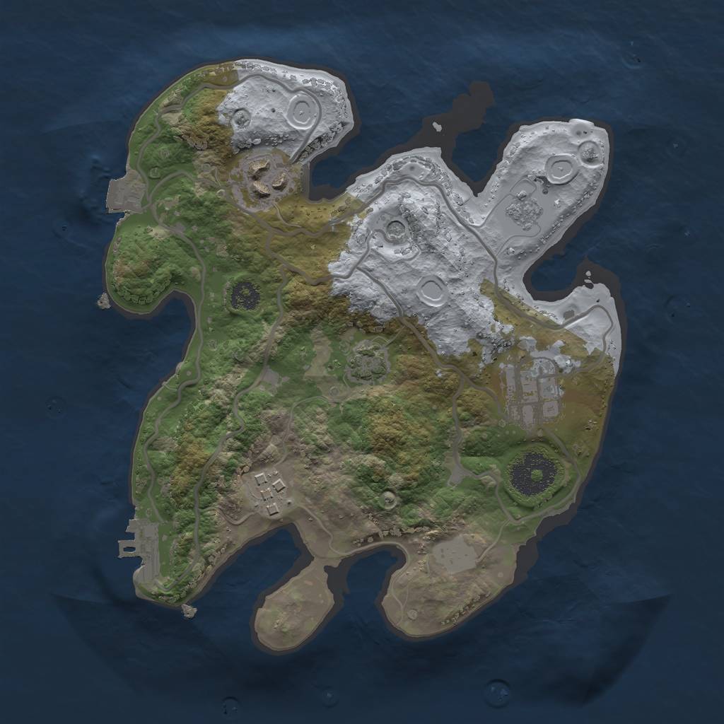 Rust Map: Procedural Map, Size: 2500, Seed: 2377204, 10 Monuments