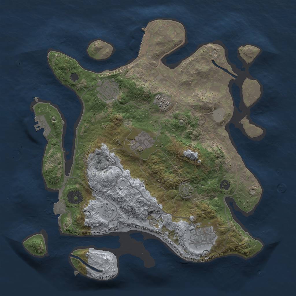 Rust Map: Procedural Map, Size: 3000, Seed: 2046, 12 Monuments