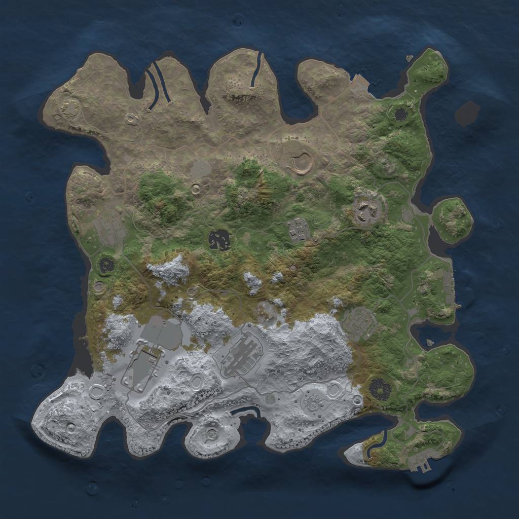 Rust Map: Procedural Map, Size: 3500, Seed: 58732156, 16 Monuments