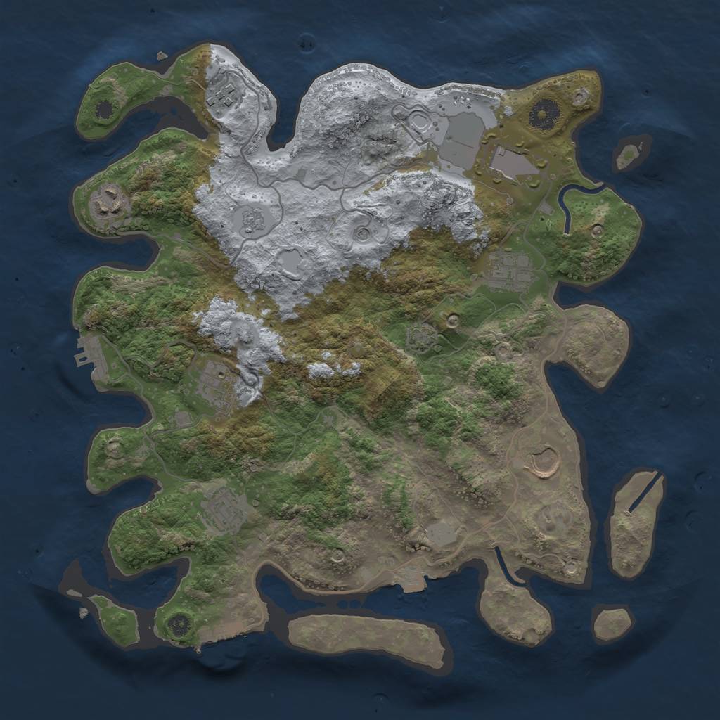 Rust Map: Procedural Map, Size: 3500, Seed: 156053281, 15 Monuments