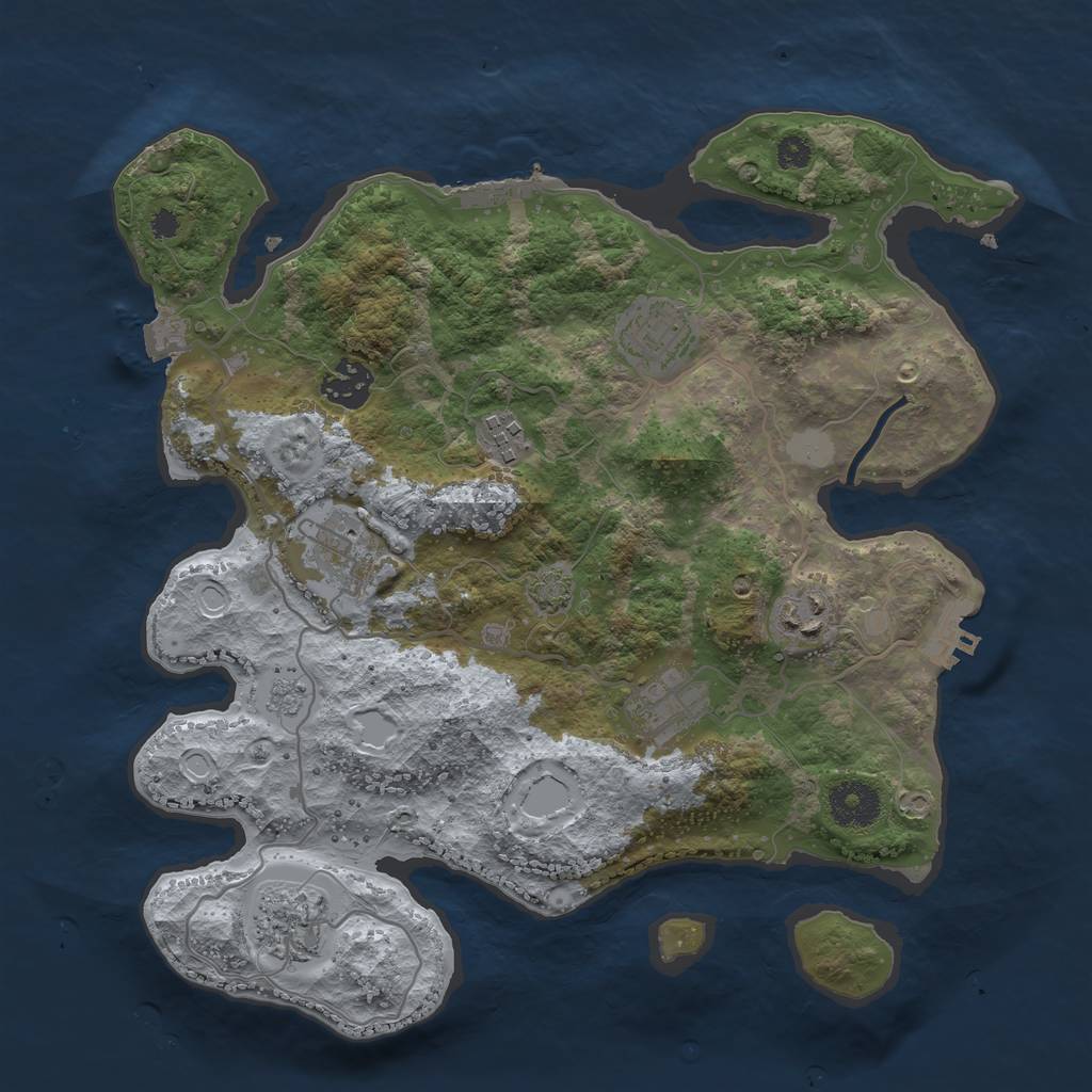 Rust Map: Procedural Map, Size: 3300, Seed: 1789299913, 14 Monuments
