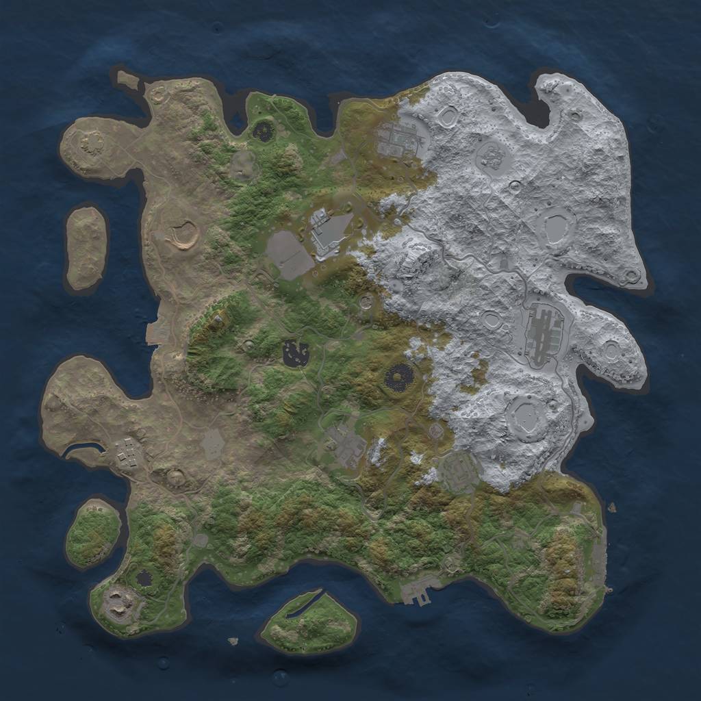 Rust Map: Procedural Map, Size: 3700, Seed: 78259085, 17 Monuments