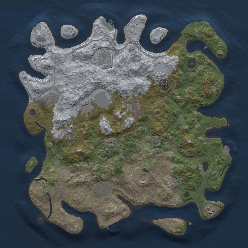 Rust Map: Procedural Map, Size: 4000, Seed: 349769780, 18 Monuments