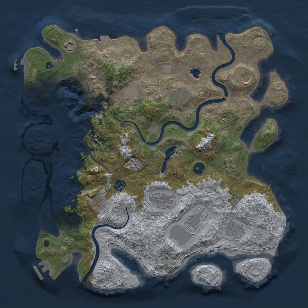 Rust Map: Procedural Map, Size: 4000, Seed: 1460856580, 17 Monuments