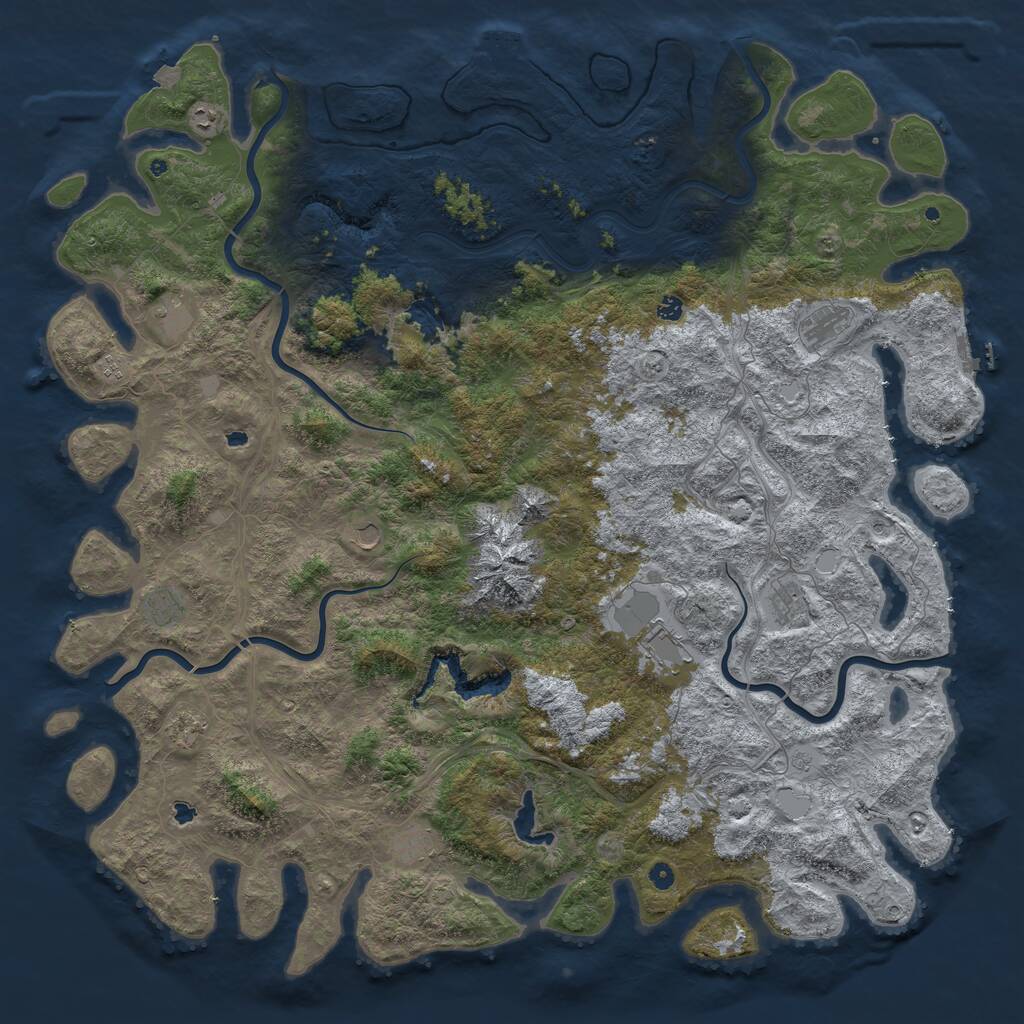 Rust Map: Procedural Map, Size: 6000, Seed: 2090608183, 17 Monuments