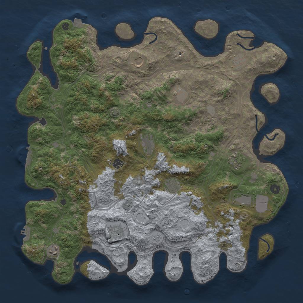 Rust Map: Procedural Map, Size: 4500, Seed: 531242440, 19 Monuments