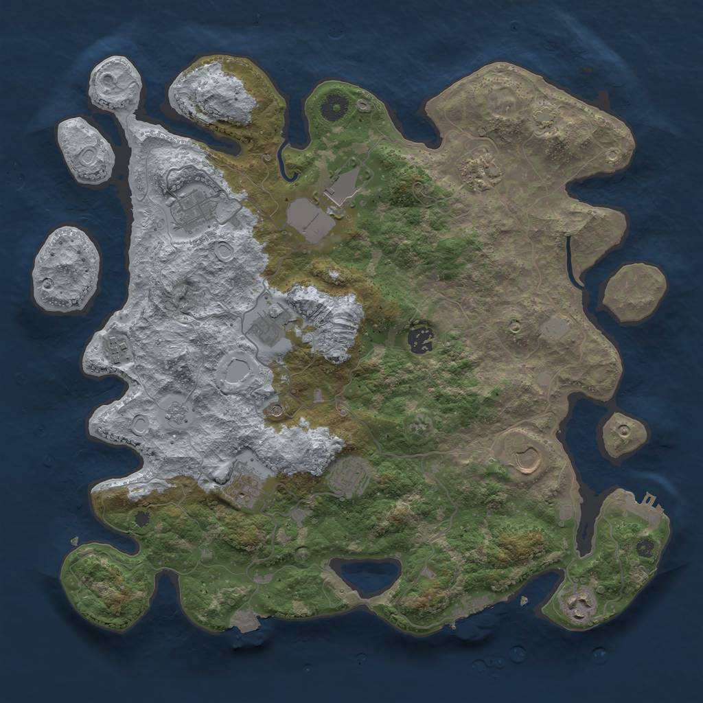 Rust Map: Procedural Map, Size: 3900, Seed: 62498431, 18 Monuments