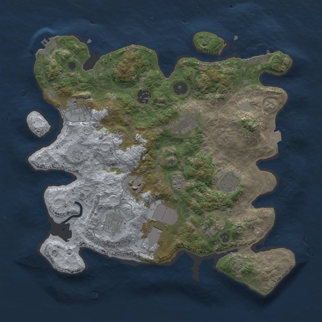 Rust Map: Procedural Map, Size: 3500, Seed: 8046279, 17 Monuments