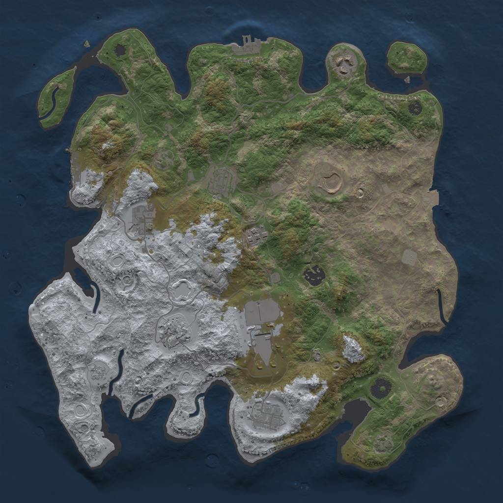 Rust Map: Procedural Map, Size: 3750, Seed: 681562750, 17 Monuments
