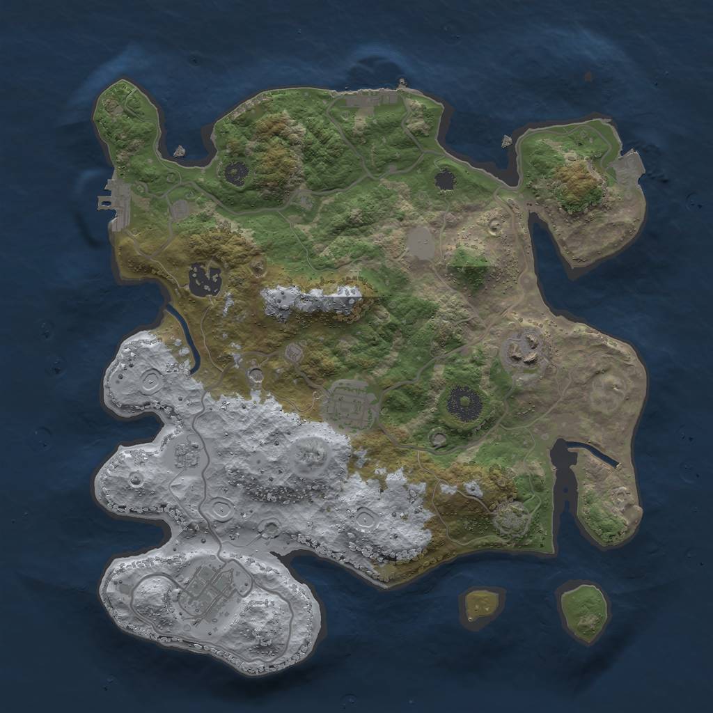 Rust Map: Procedural Map, Size: 3050, Seed: 1789299913, 12 Monuments