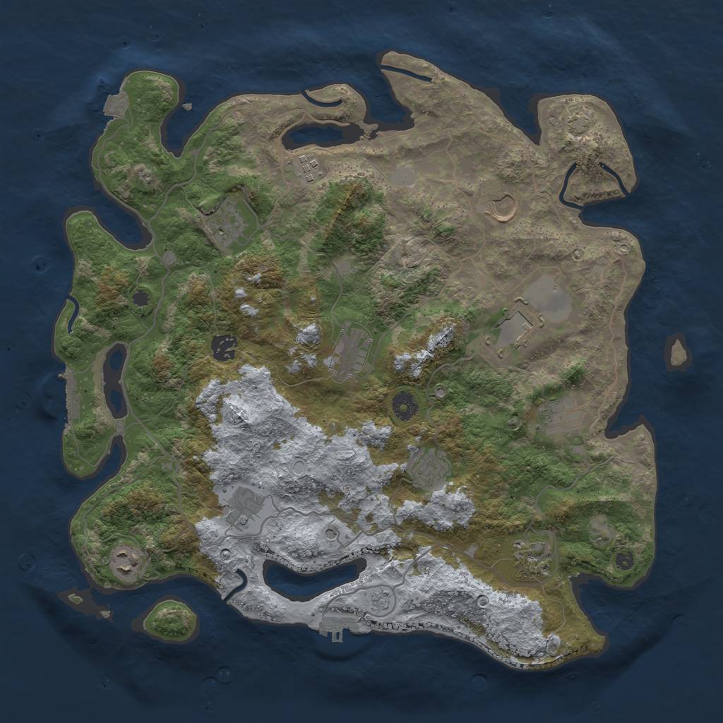 Rust Map: Procedural Map, Size: 4000, Seed: 1251972857, 19 Monuments
