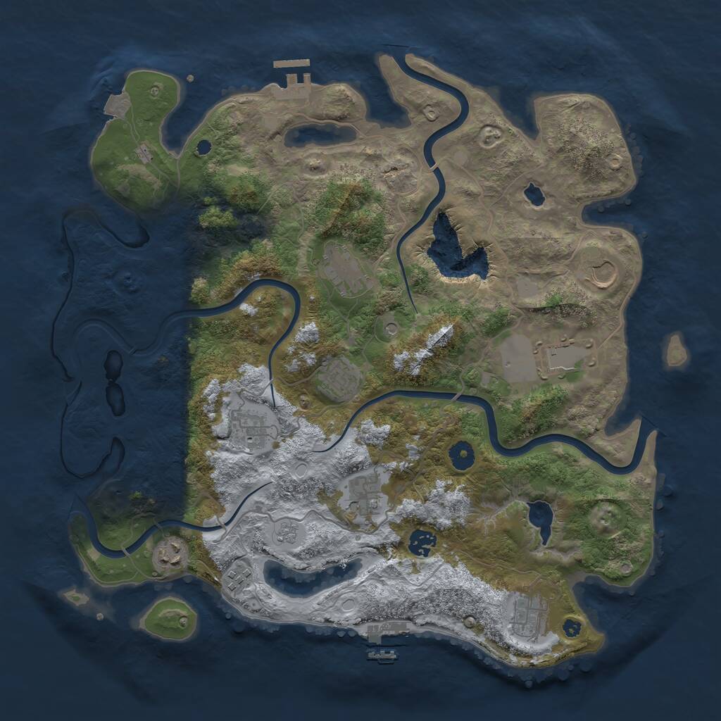 Rust Map: Procedural Map, Size: 4000, Seed: 1251972857, 16 Monuments