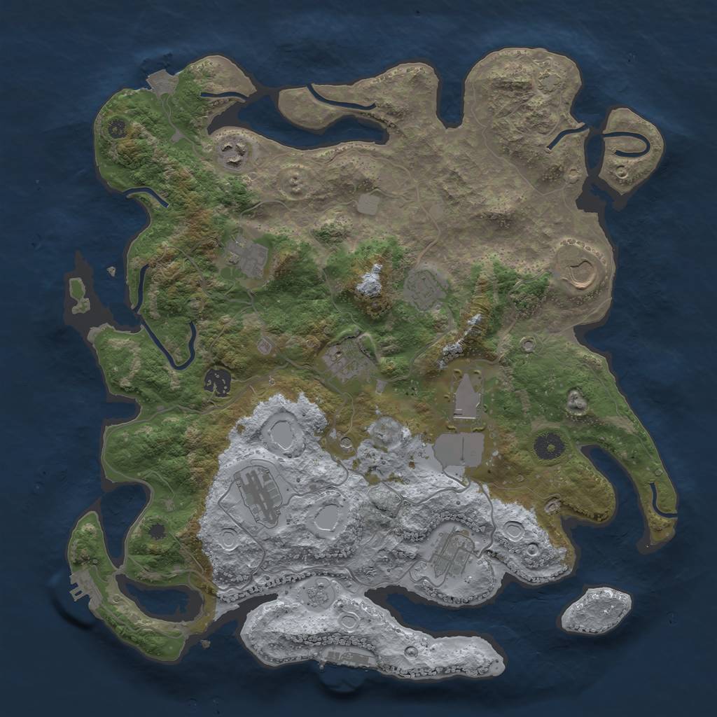 Rust Map: Procedural Map, Size: 3800, Seed: 222439488, 17 Monuments