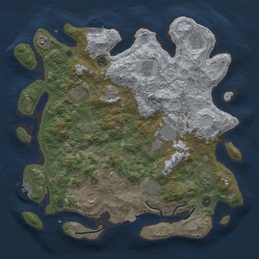 Rust Map: Procedural Map, Size: 4000, Seed: 48110197, 18 Monuments