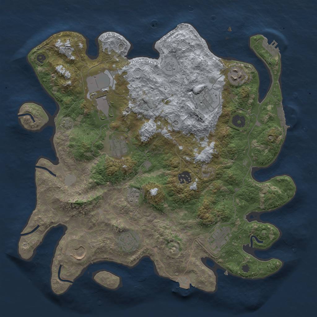 Rust Map: Procedural Map, Size: 3600, Seed: 878416778, 17 Monuments