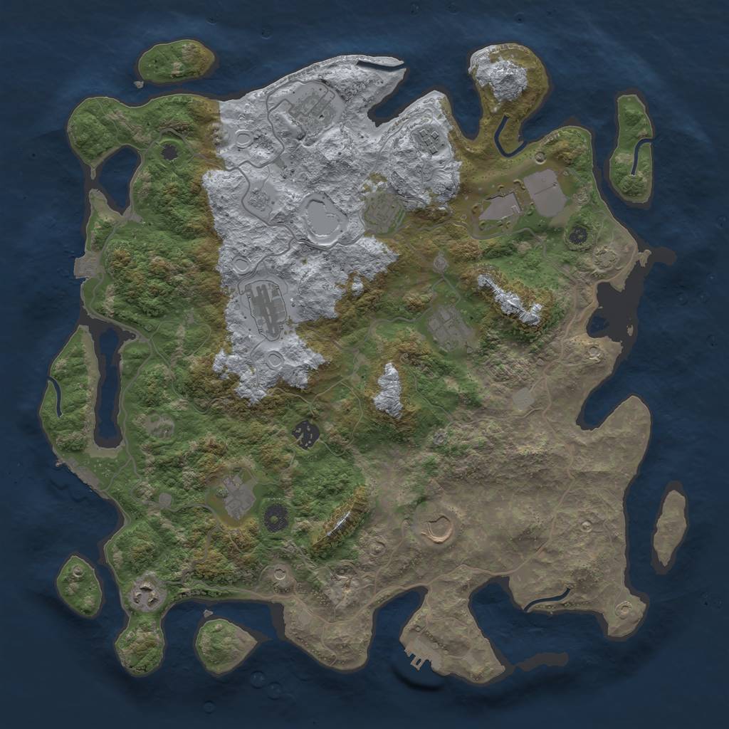 Rust Map: Procedural Map, Size: 4096, Seed: 123456789, 18 Monuments