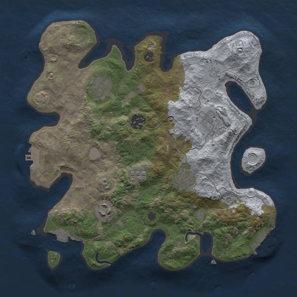 Rust Map: Procedural Map, Size: 3000, Seed: 1781753997, 14 Monuments