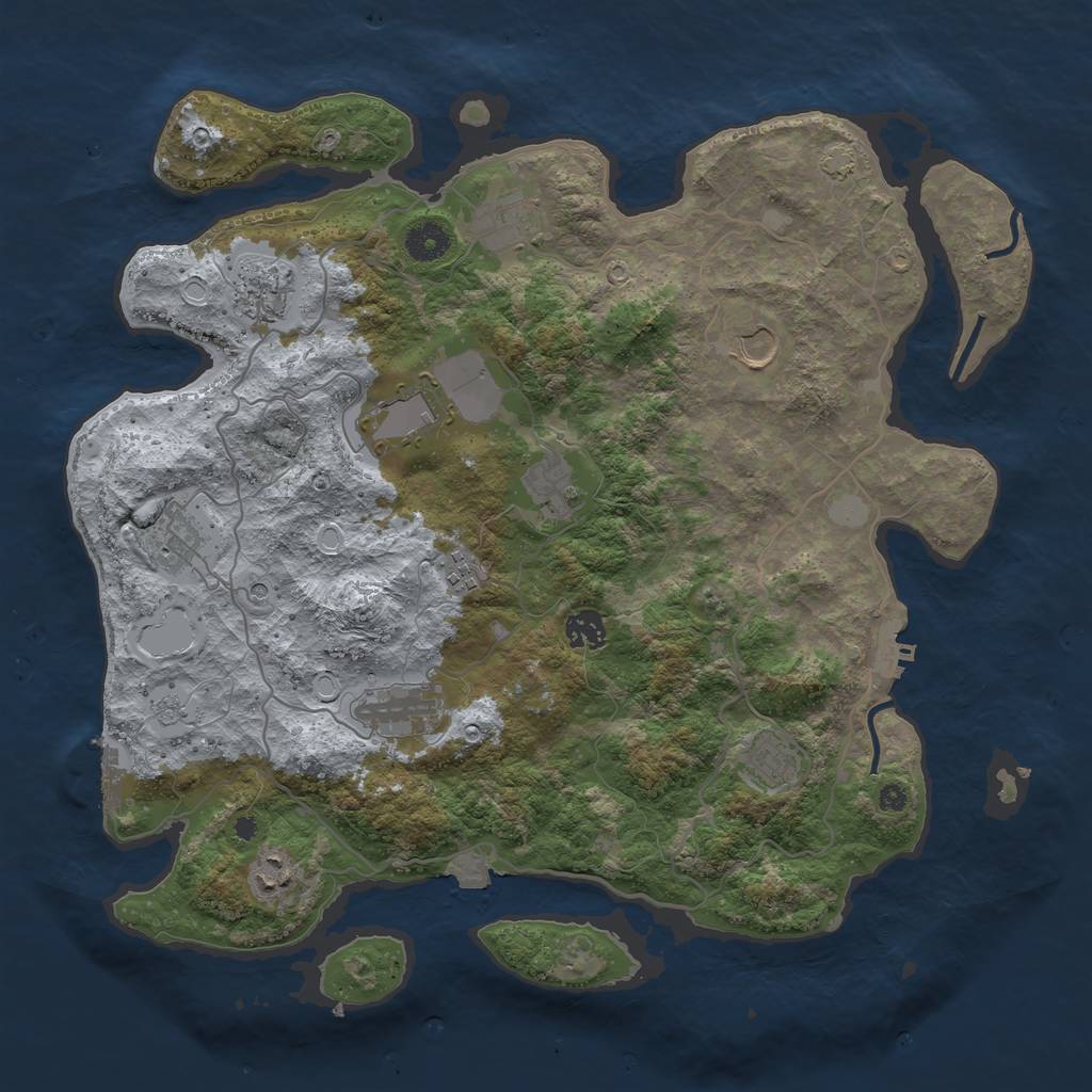 Rust Map: Procedural Map, Size: 4000, Seed: 448728380, 19 Monuments