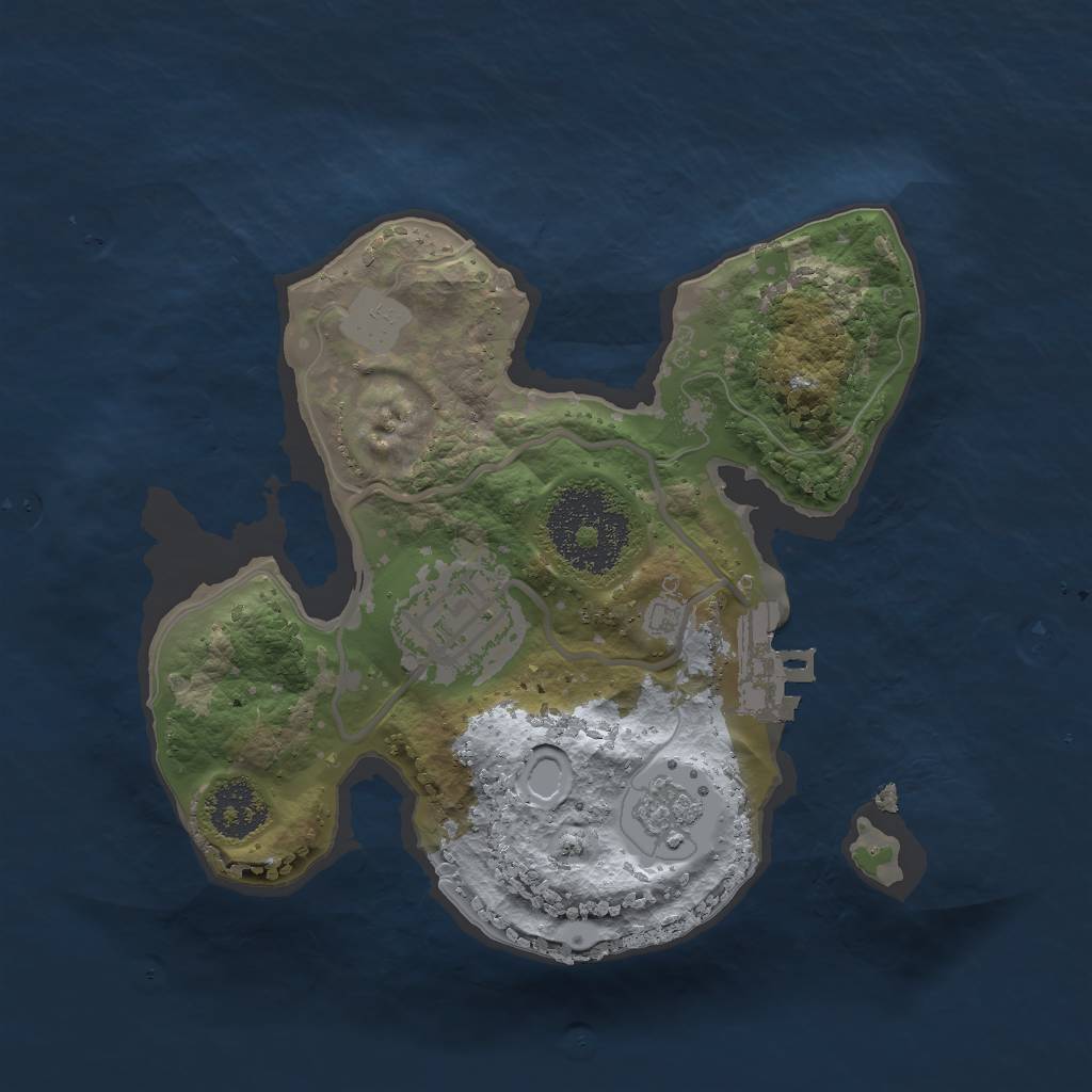Rust Map: Procedural Map, Size: 2000, Seed: 574694716, 6 Monuments