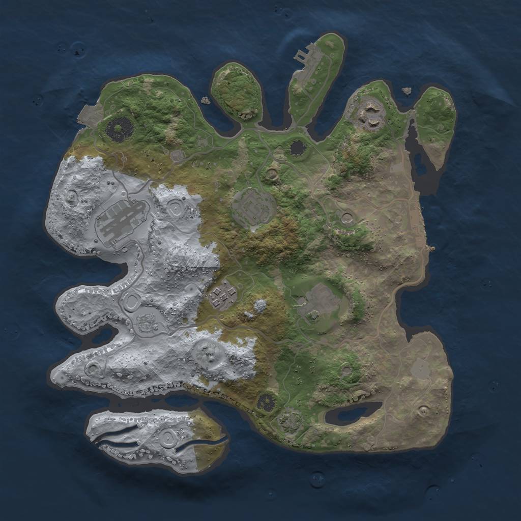 Rust Map: Procedural Map, Size: 3000, Seed: 909705533, 13 Monuments
