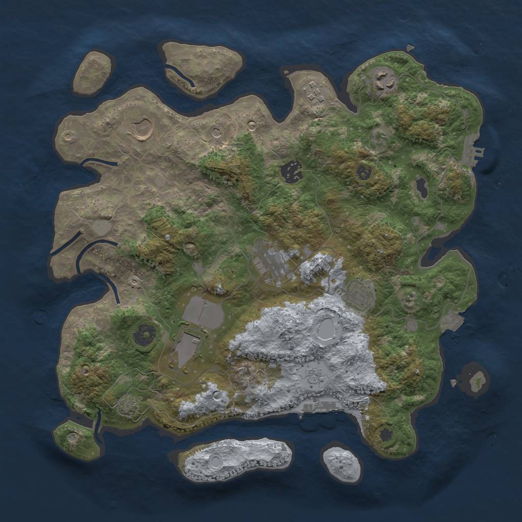 Rust Map: Procedural Map, Size: 3500, Seed: 8621356, 15 Monuments