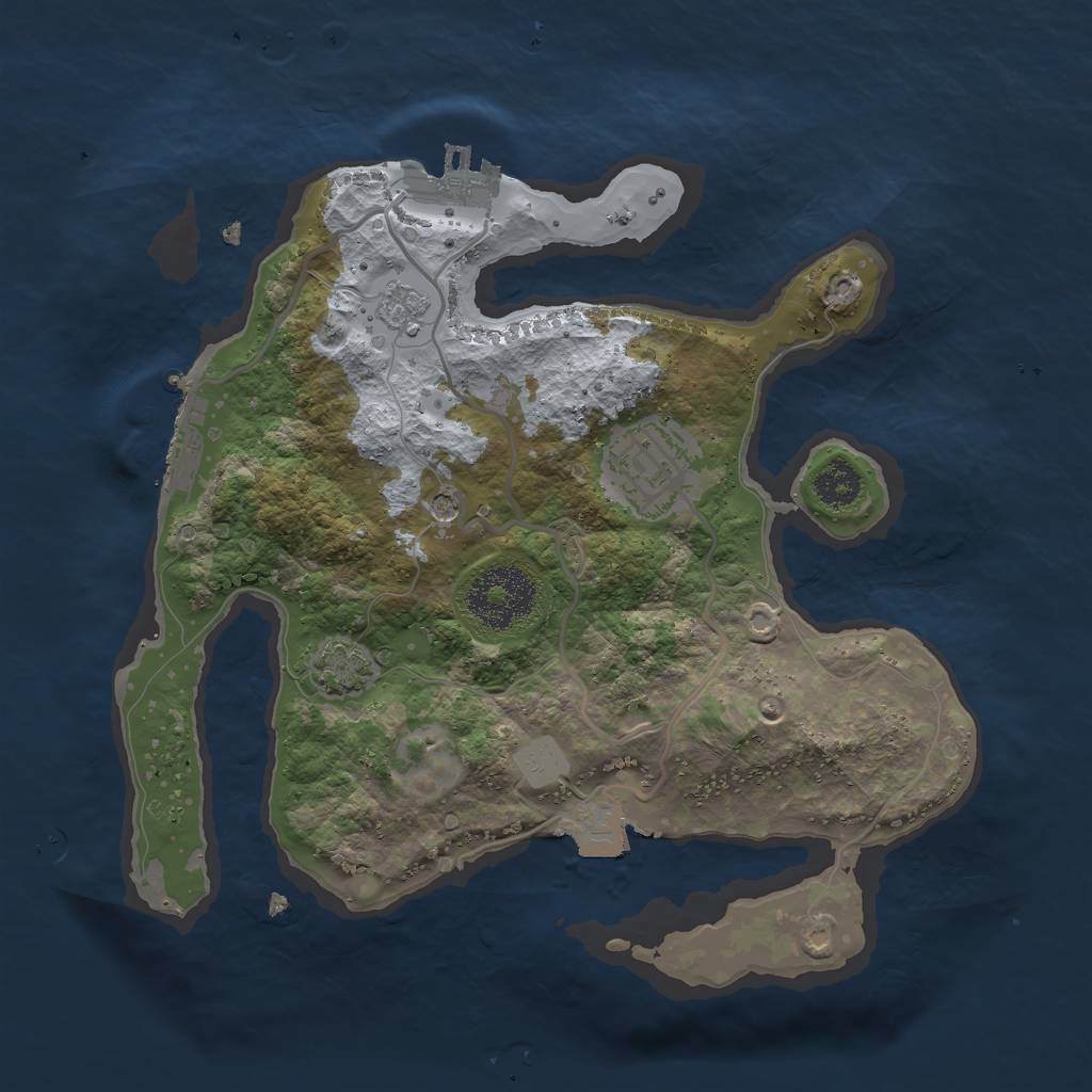 Rust Map: Procedural Map, Size: 2500, Seed: 258541445, 9 Monuments