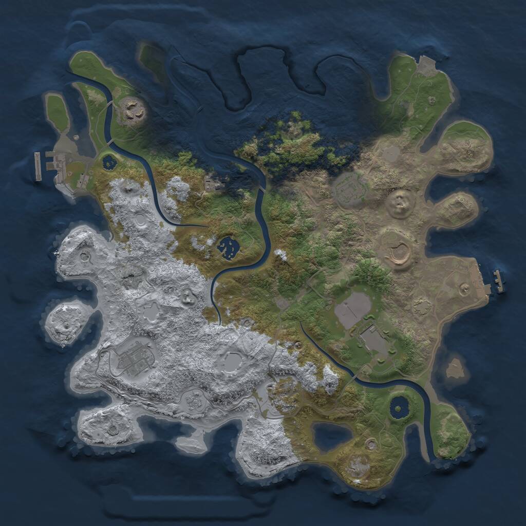 Rust Map: Procedural Map, Size: 3700, Seed: 1354382445, 14 Monuments