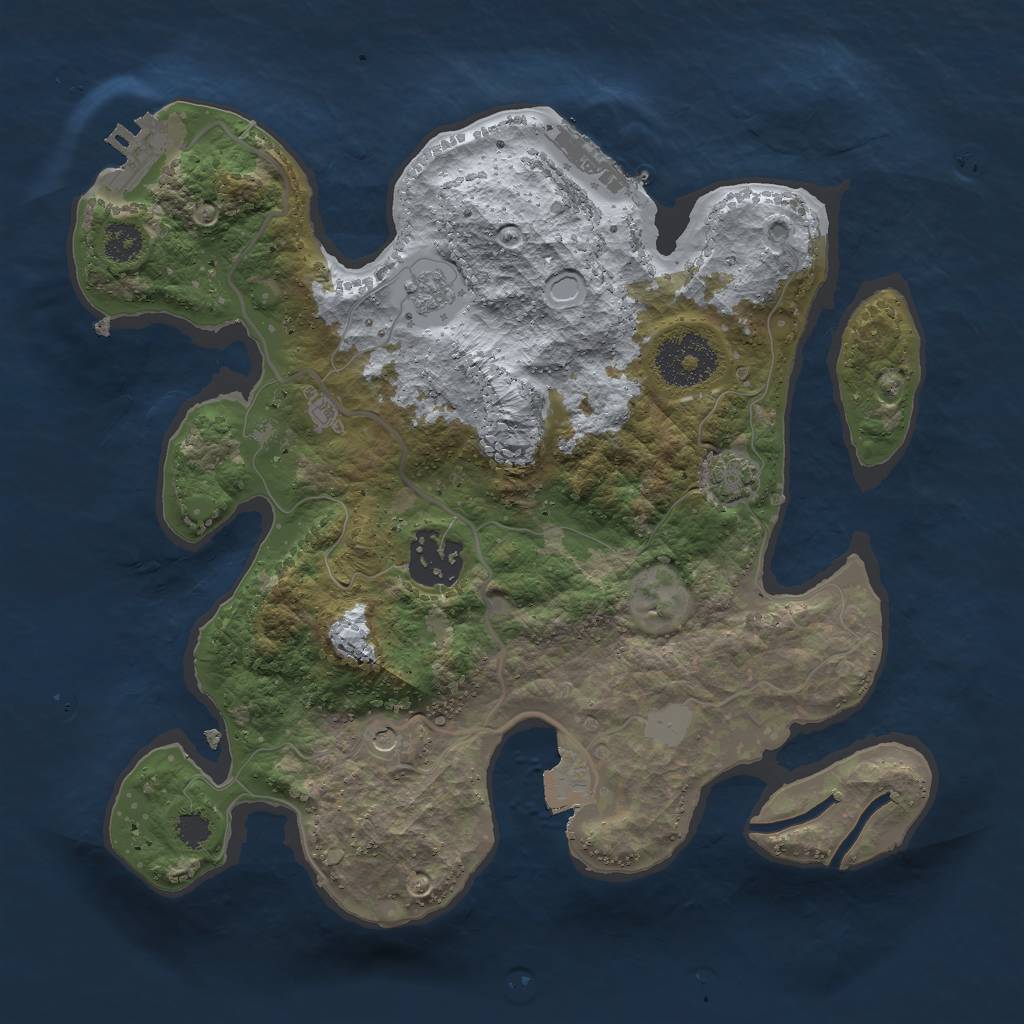 Rust Map: Procedural Map, Size: 2689, Seed: 1, 9 Monuments