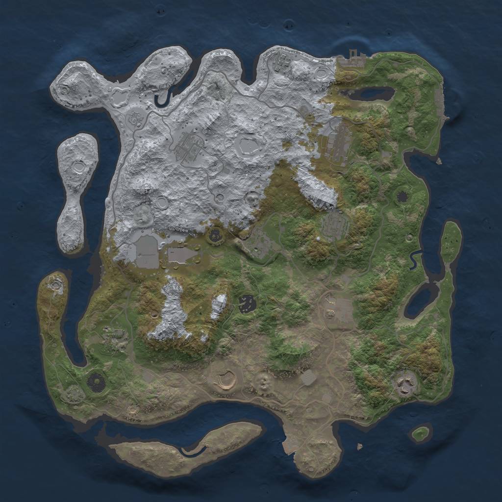 Rust Map: Procedural Map, Size: 4000, Seed: 229273858, 19 Monuments