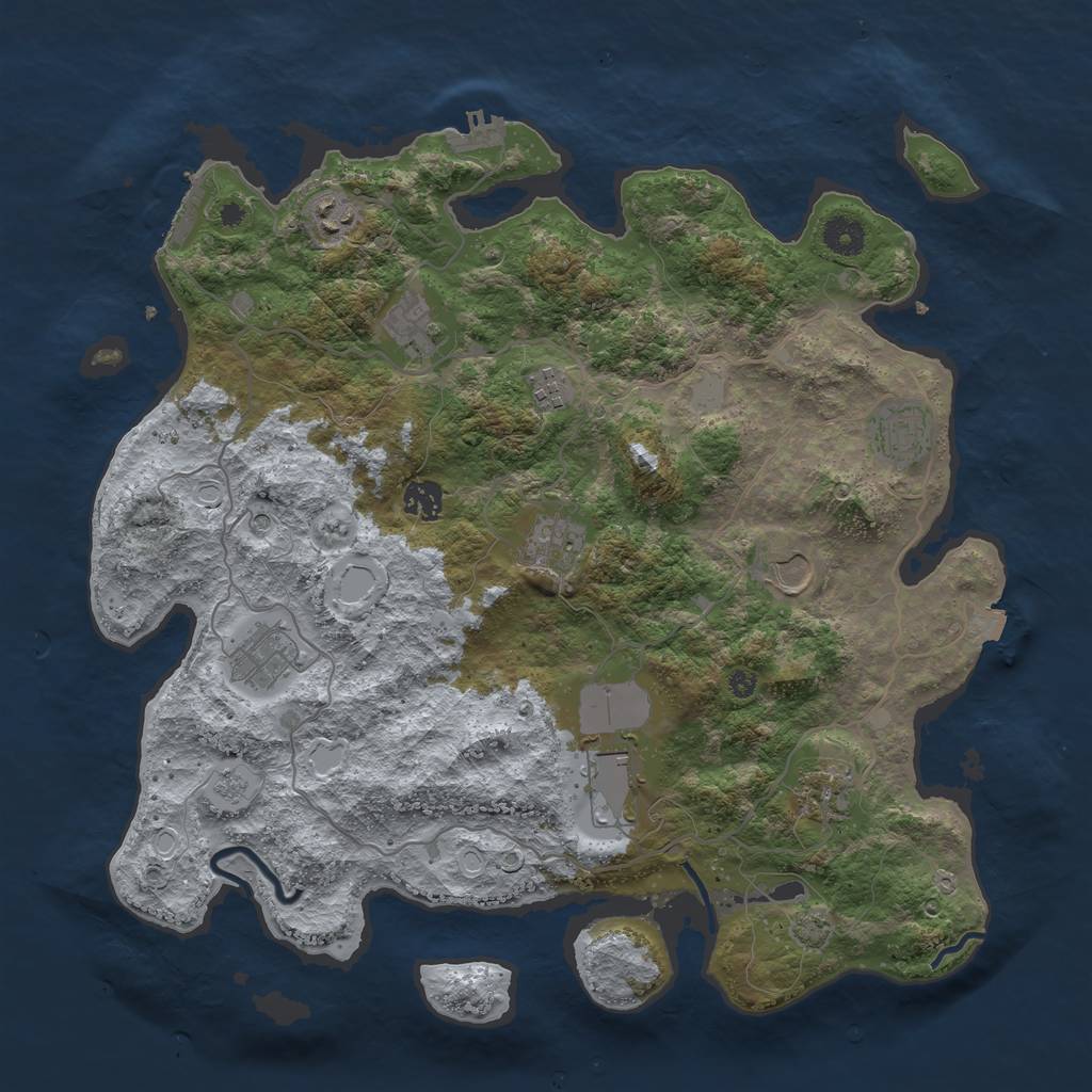 Rust Map: Procedural Map, Size: 4000, Seed: 6491753, 18 Monuments