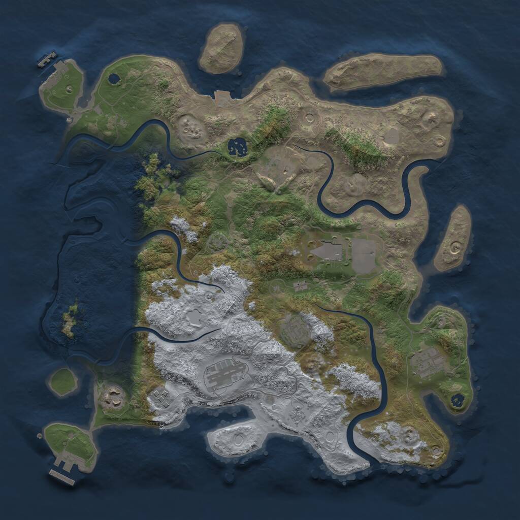 Rust Map: Procedural Map, Size: 3900, Seed: 73807131, 14 Monuments