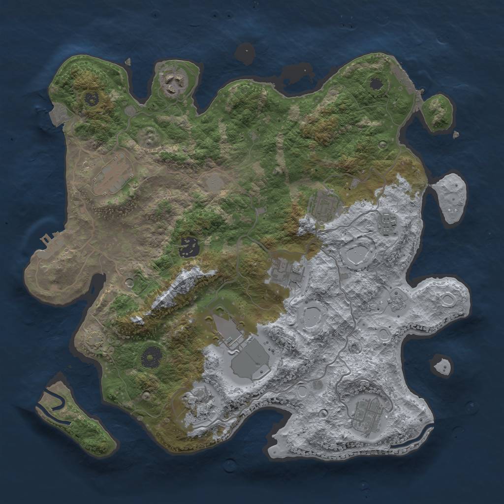 Rust Map: Procedural Map, Size: 3500, Seed: 332275506, 17 Monuments