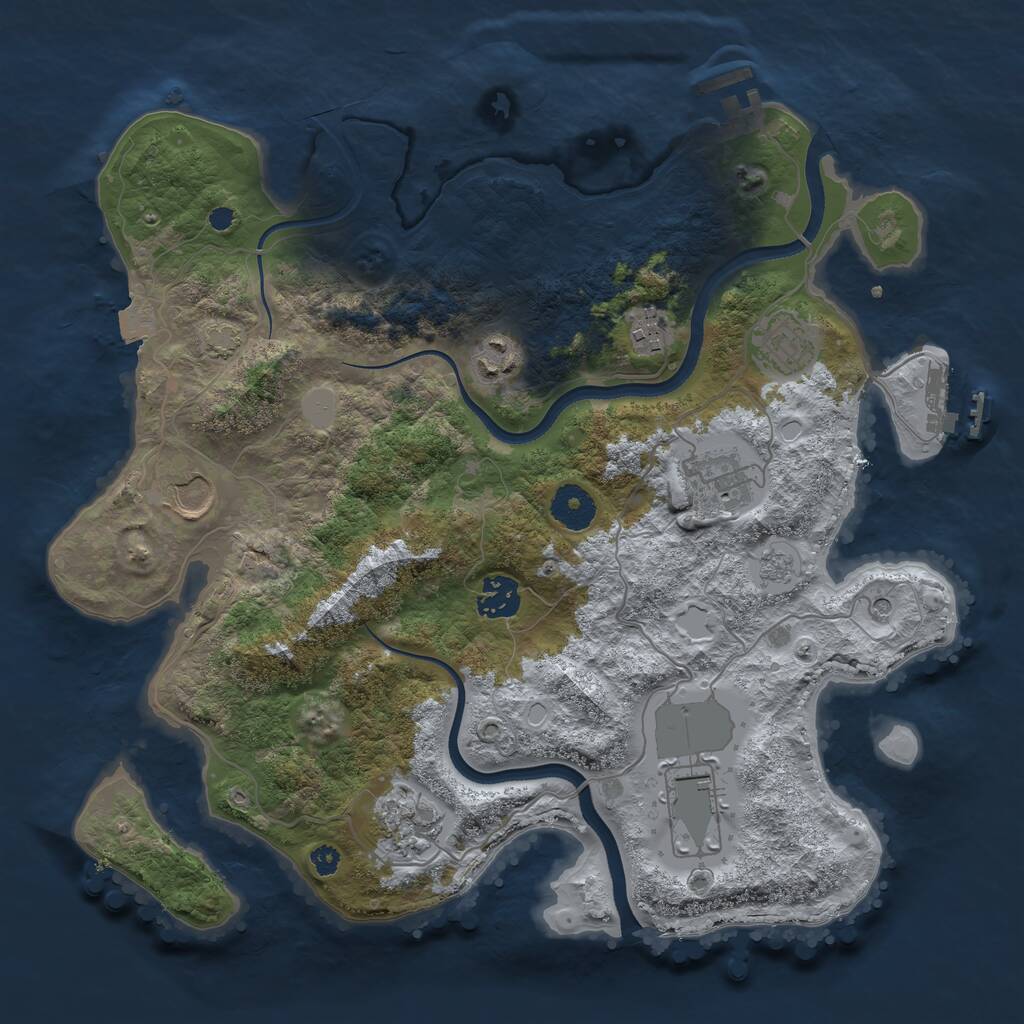 Rust Map: Procedural Map, Size: 3500, Seed: 332275506, 14 Monuments