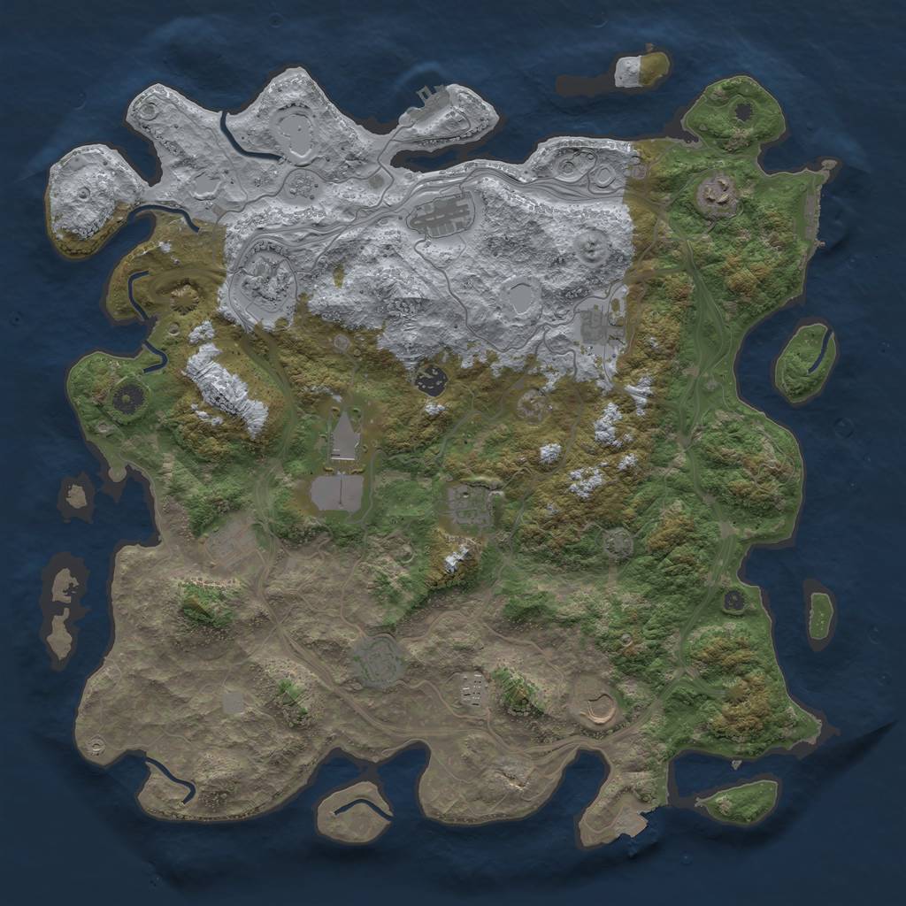 Rust Map: Procedural Map, Size: 4500, Seed: 1897556, 19 Monuments