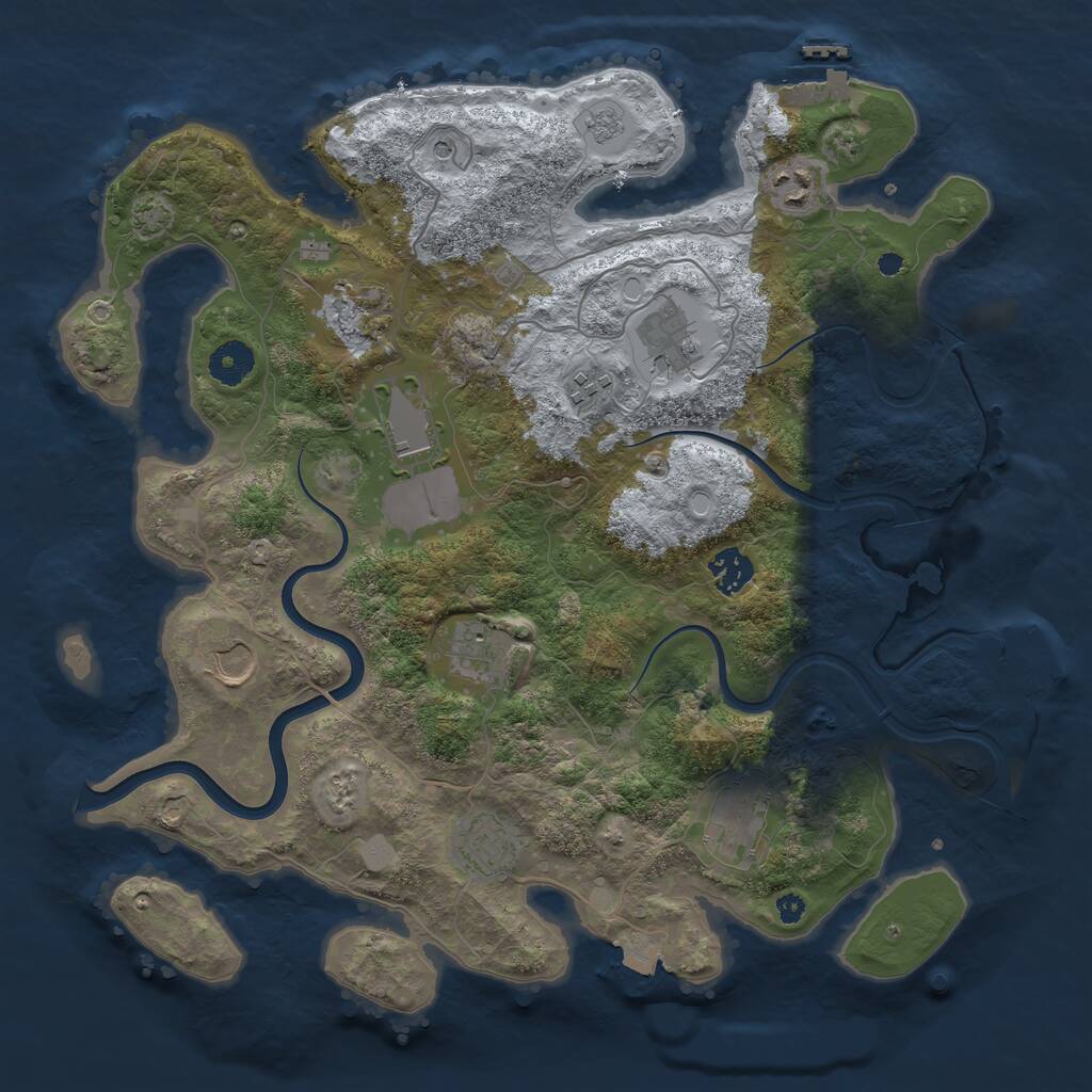 Rust Map: Procedural Map, Size: 3750, Seed: 76798496, 16 Monuments