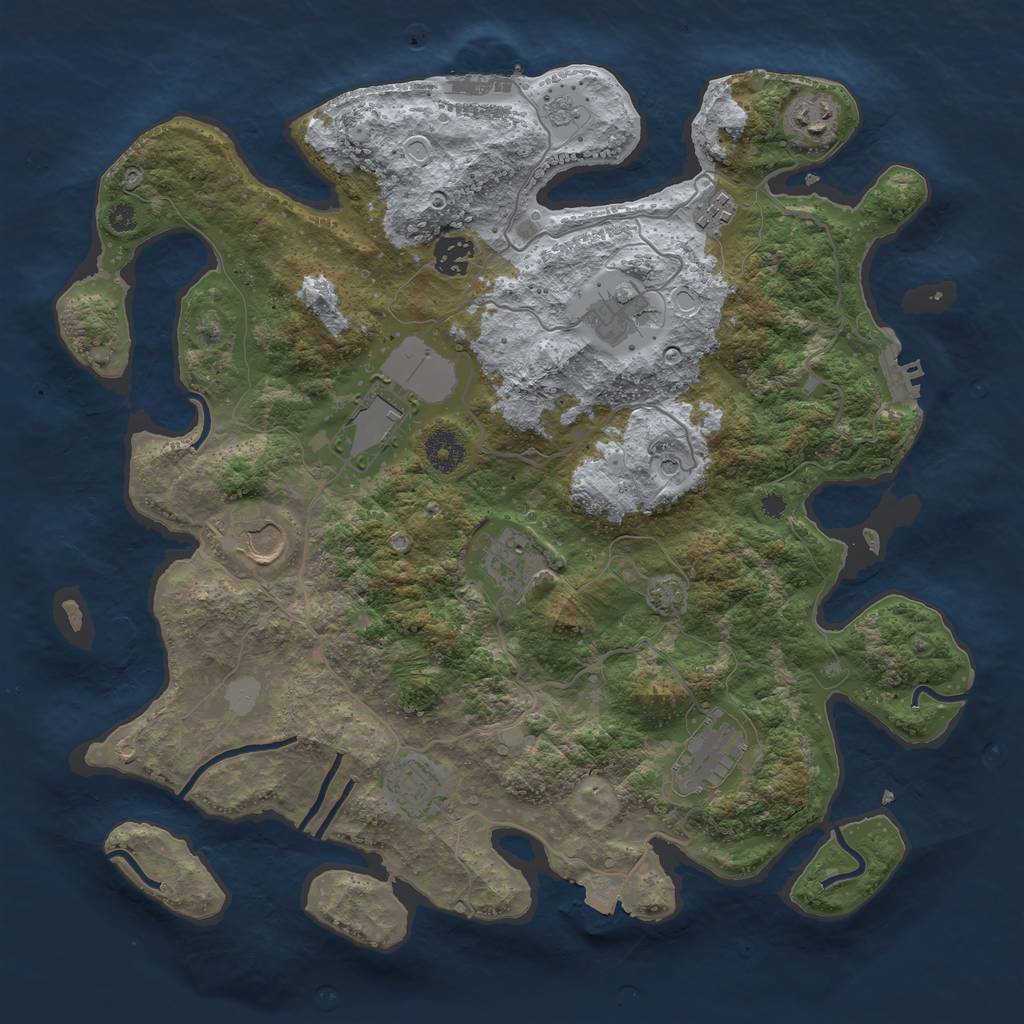 Rust Map: Procedural Map, Size: 3750, Seed: 76798496, 17 Monuments