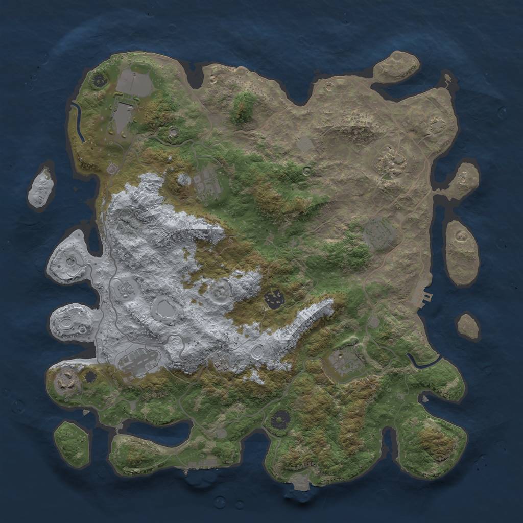 Rust Map: Procedural Map, Size: 4000, Seed: 65553, 17 Monuments