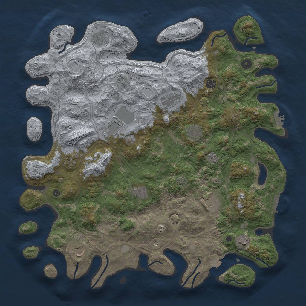 Rust Map: Procedural Map, Size: 4500, Seed: 374260556, 19 Monuments