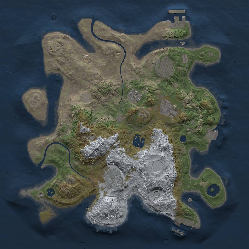 Rust Map: Procedural Map, Size: 3000, Seed: 1051032005, 10 Monuments