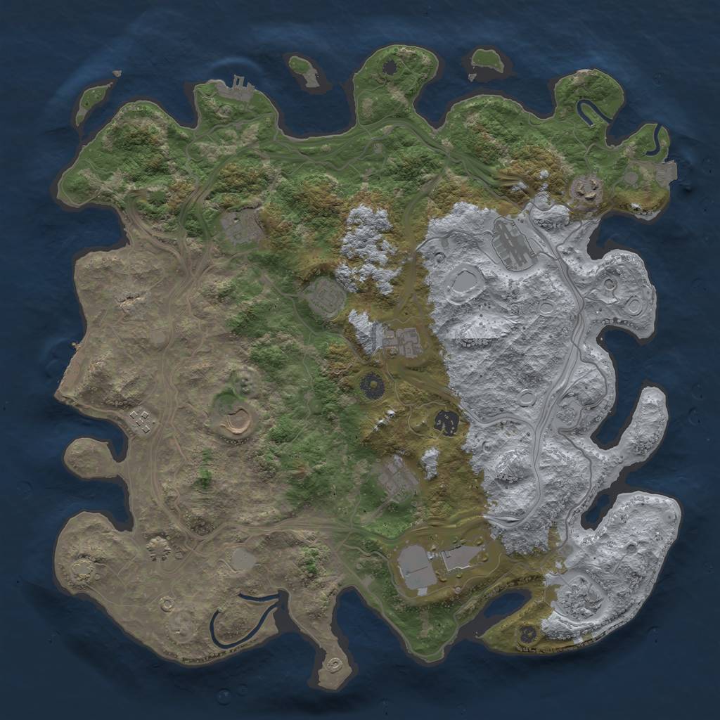 Rust Map: Procedural Map, Size: 4250, Seed: 500556279, 19 Monuments