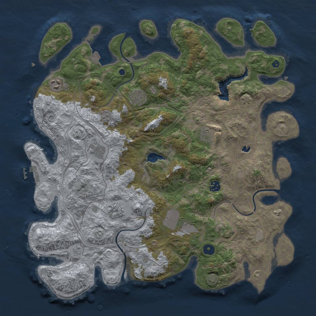 Rust Map: Procedural Map, Size: 4250, Seed: 76512035, 13 Monuments