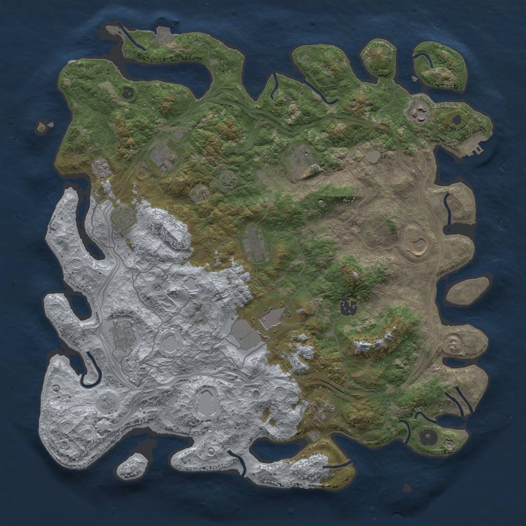 Rust Map: Procedural Map, Size: 4500, Seed: 14565754, 18 Monuments