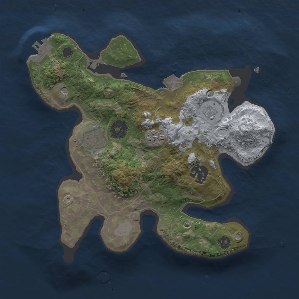 Rust Map: Procedural Map, Size: 2500, Seed: 1959592571, 9 Monuments