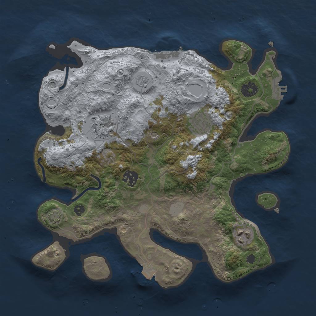 Rust Map: Procedural Map, Size: 3000, Seed: 16587, 12 Monuments
