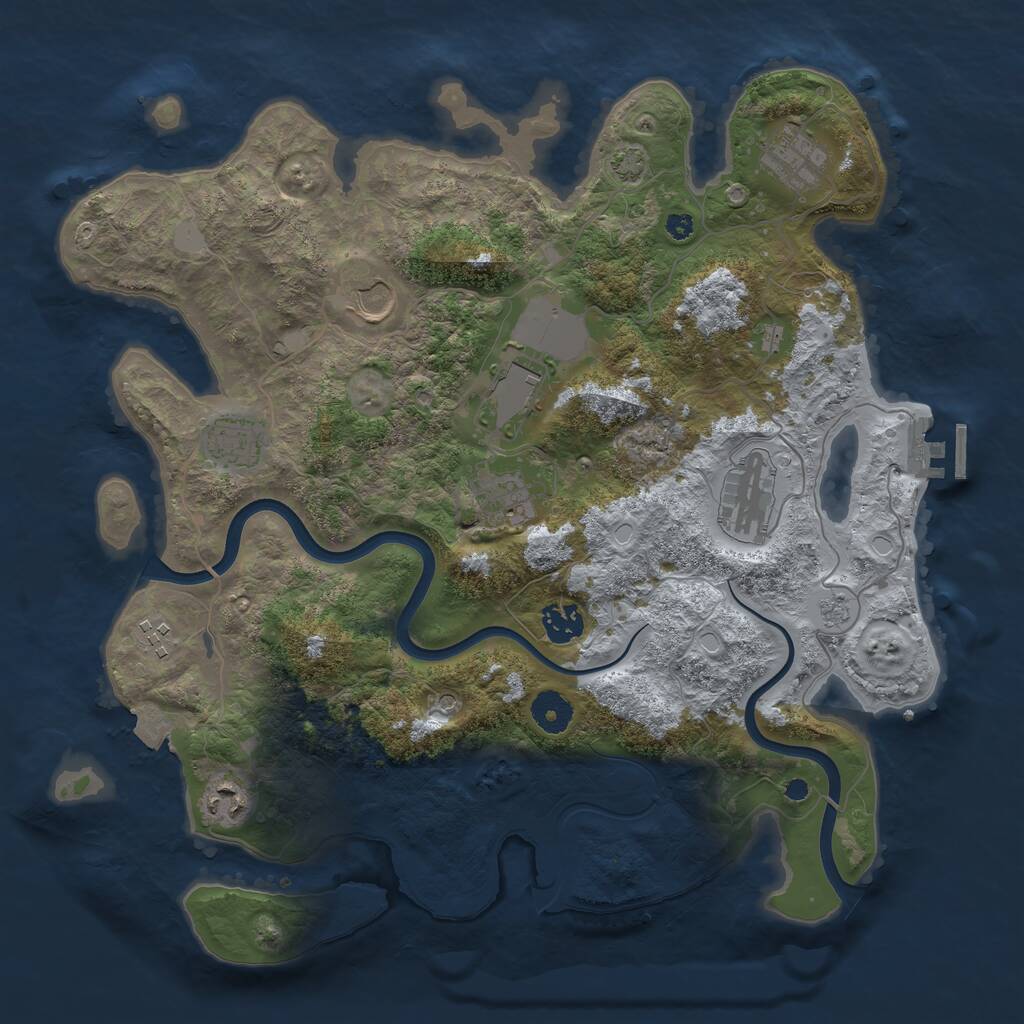Rust Map: Procedural Map, Size: 3750, Seed: 37949701, 14 Monuments